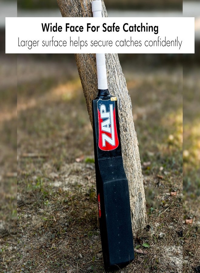 زاب مضرب كريكيت احترافي من ZAP: مصنوع من خشب الصفصاف الكشميري الفاخر مع مقبض ماص للصدمات لتدريبات احترافية على صد الكرات (أسود) - Image 2