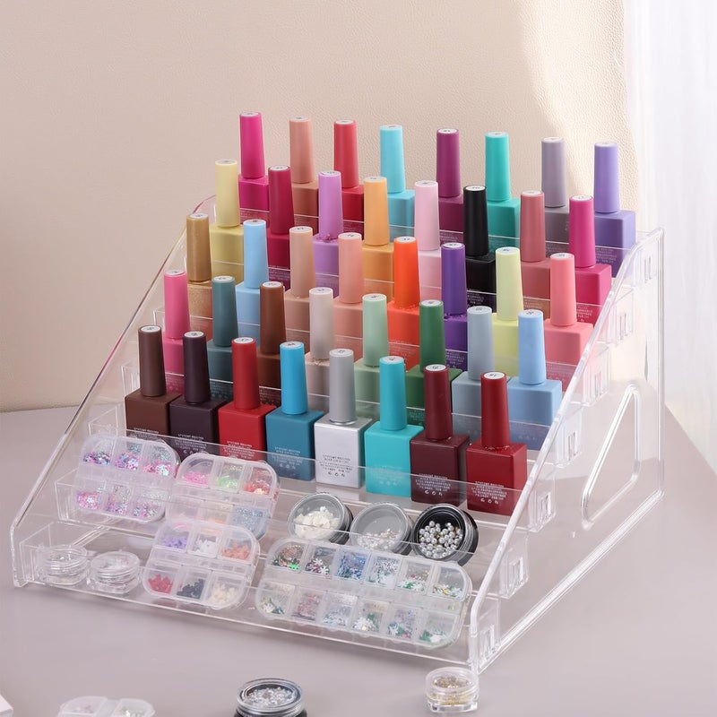 Nail Polish Organizer Clear Acrylic Eyeglasses Display Holder Essential Oil Storage Rack Makeup Stand Tray - 7 Layer - Image 2