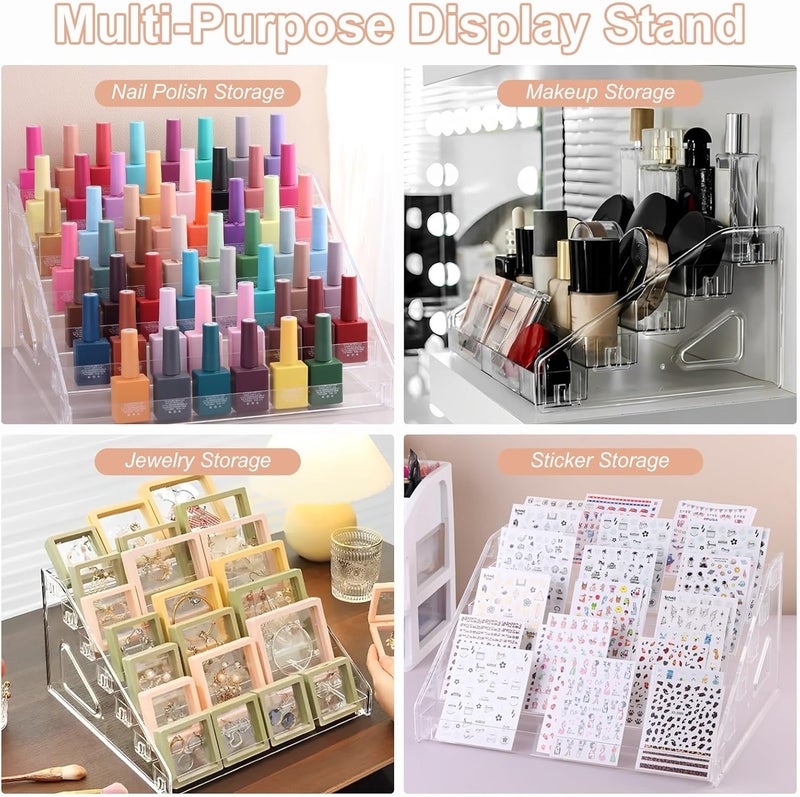 Nail Polish Organizer Clear Acrylic Eyeglasses Display Holder Essential Oil Storage Rack Makeup Stand Tray - 7 Layer - Image 4