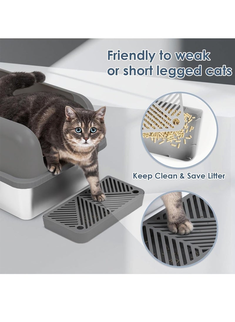 YOUWE7 - Extra Large Stainless Steel Cat Litter Box with High Wall Enclosed XL Cat Litter Box for Big & Multiple Cats Steel Litter Box with Lid, Easy Clean, Anti-Leakage, Non-Sticky - Image 1