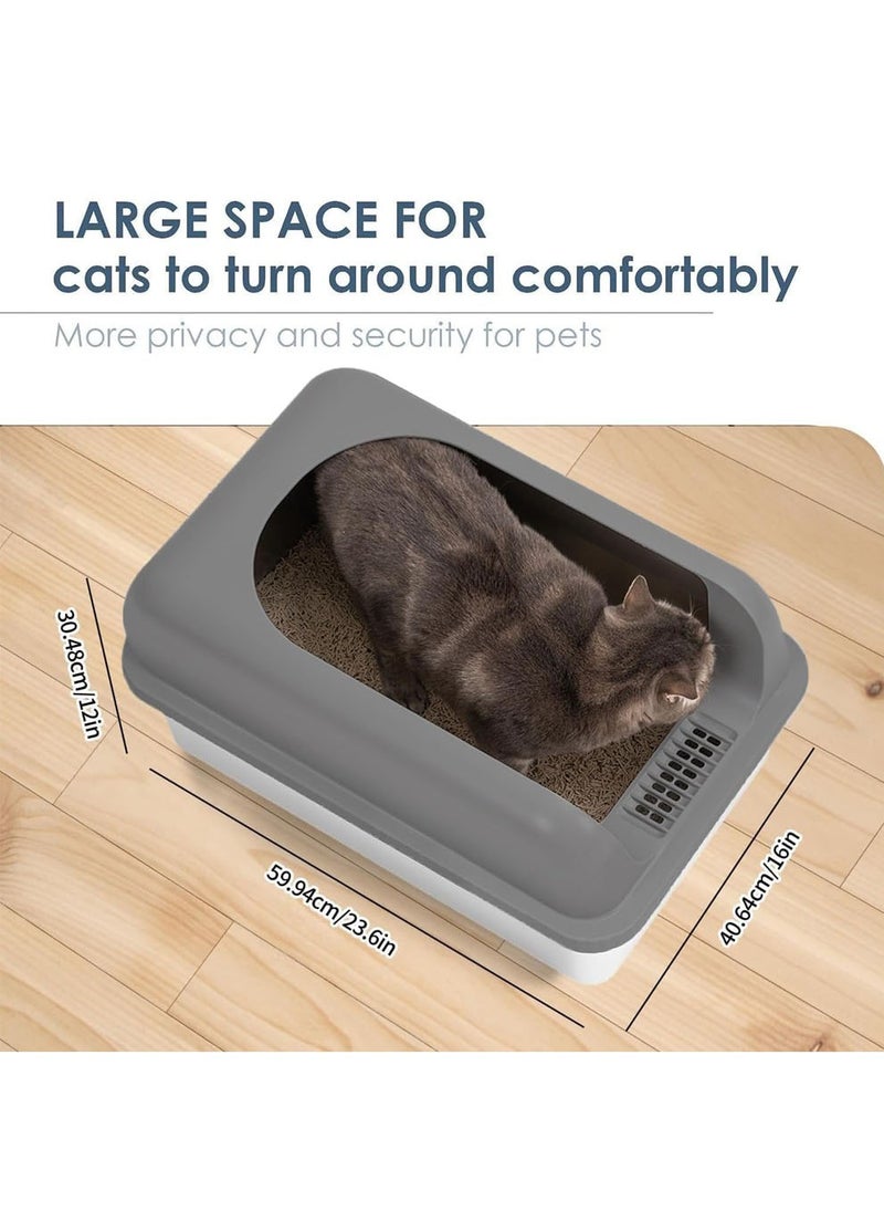 YOUWE7 - Extra Large Stainless Steel Cat Litter Box with High Wall Enclosed XL Cat Litter Box for Big & Multiple Cats Steel Litter Box with Lid, Easy Clean, Anti-Leakage, Non-Sticky - Image 1