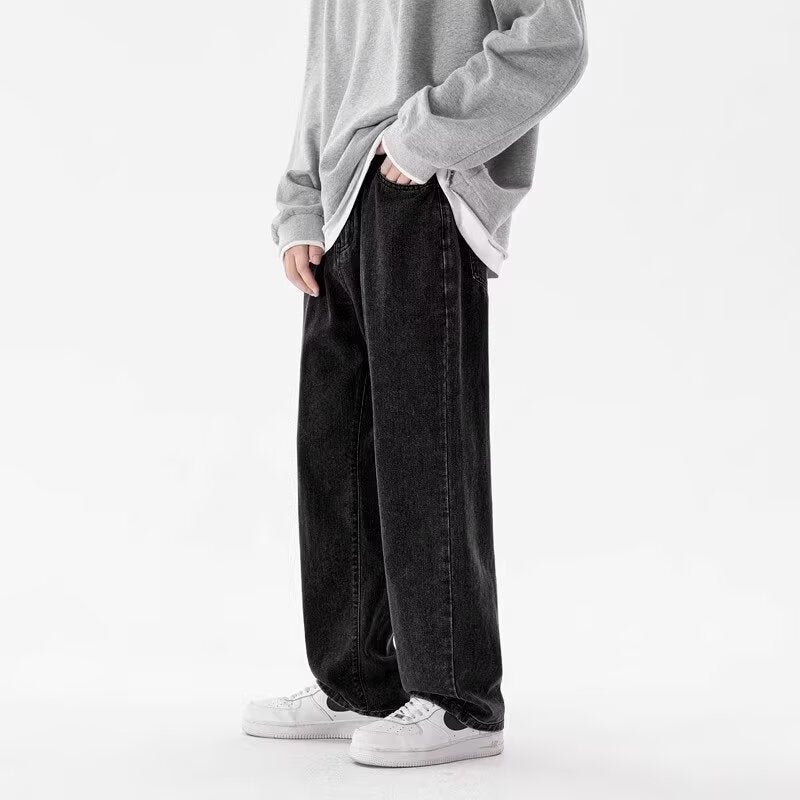 جينز عتيق للرجال صيف 2025 جديد علامة تجارية عصرية فضفاضة مستقيمة للرجال سراويل واسعة الساق كاجوال - Image 3