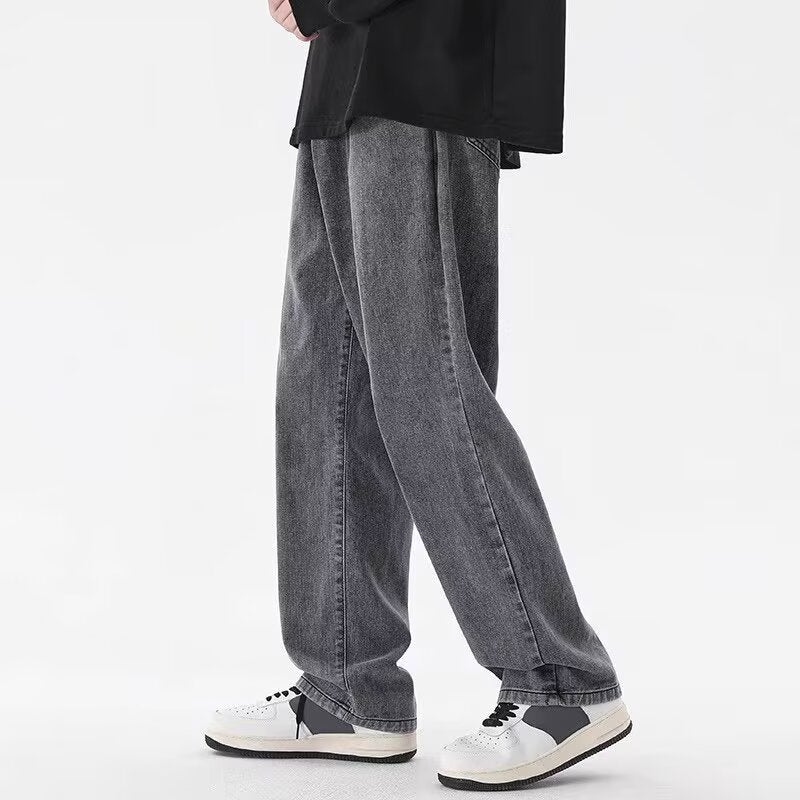 جينز عتيق للرجال صيف 2025 جديد علامة تجارية عصرية فضفاضة مستقيمة للرجال سراويل واسعة الساق كاجوال - Image 2