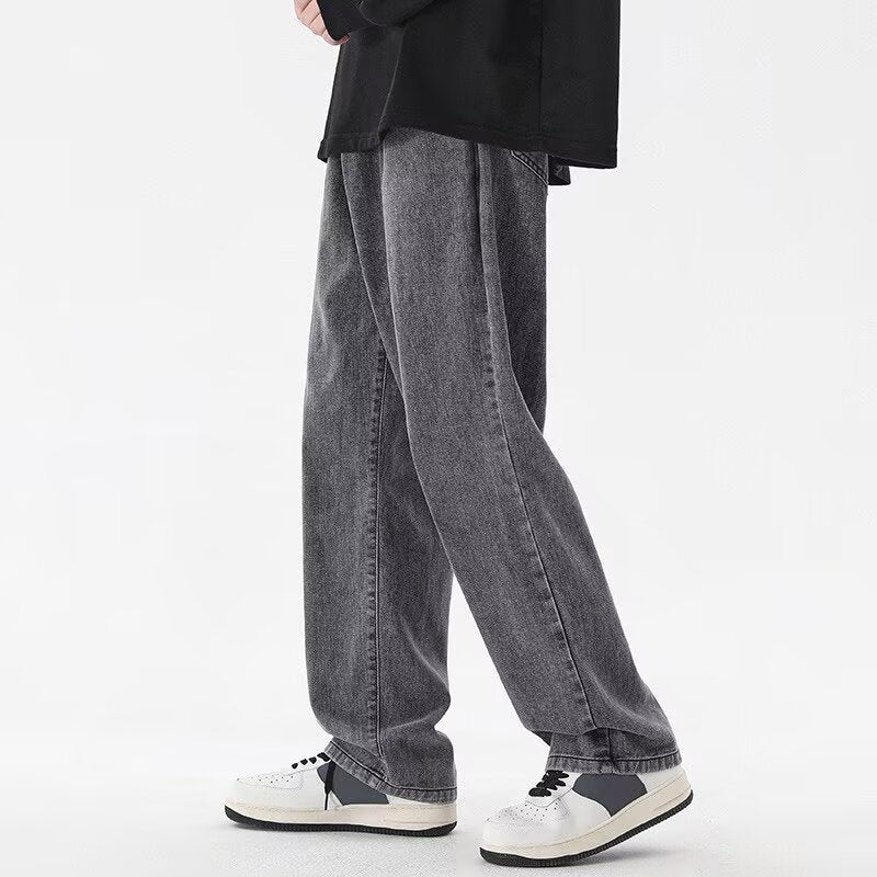 جينز عتيق للرجال صيف 2025 جديد علامة تجارية عصرية فضفاضة مستقيمة للرجال سراويل واسعة الساق كاجوال - Image 5