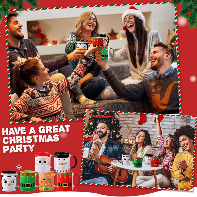 Sliner 11 oz Christmas Coffee Mug Set in 6 Funny Christmas Themed Designs Novelty Holiday Party Cups for Table Decorations Xmas White Elephant Gifts for Women Men Christmas Gift Christmas - Image 5