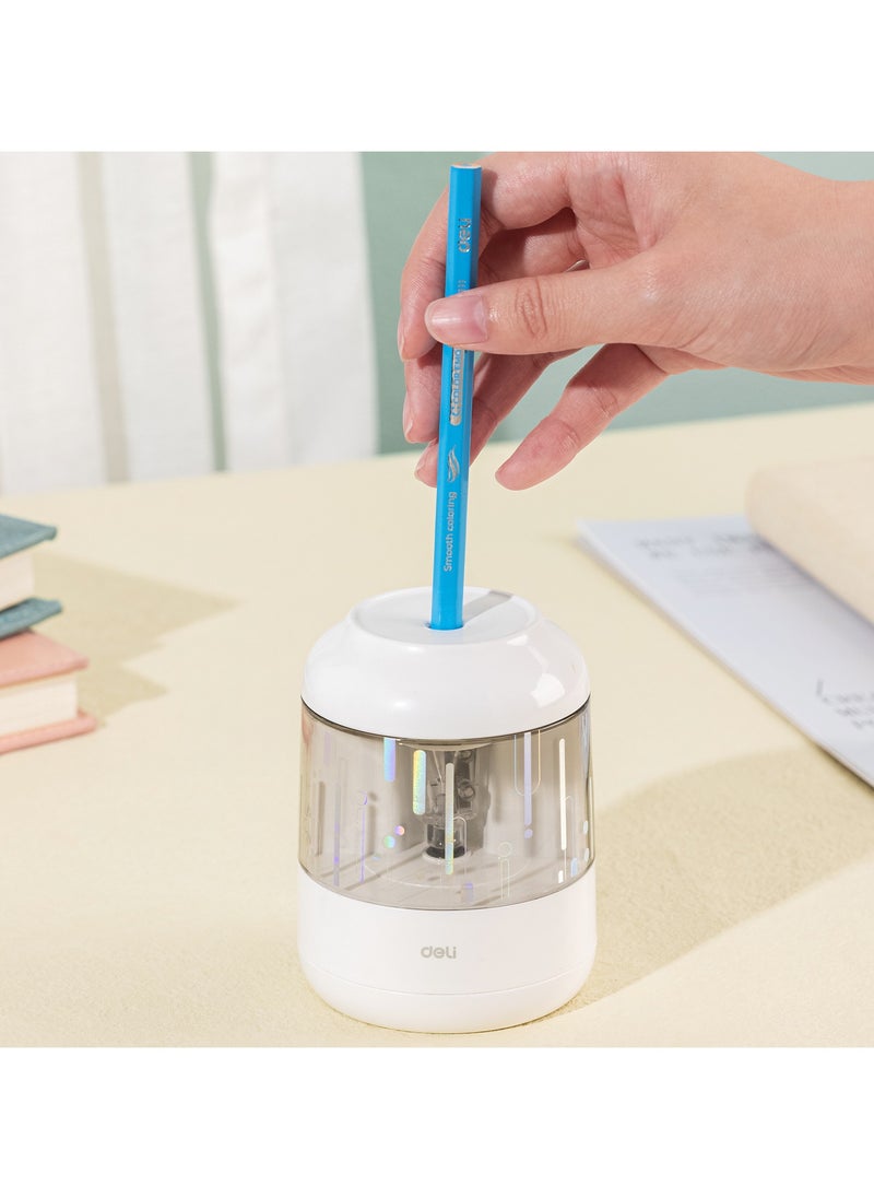 Deli Deli EH508-WH Electric Pencil Sharpener – ideal for classrooms & creative desks  - Image 4