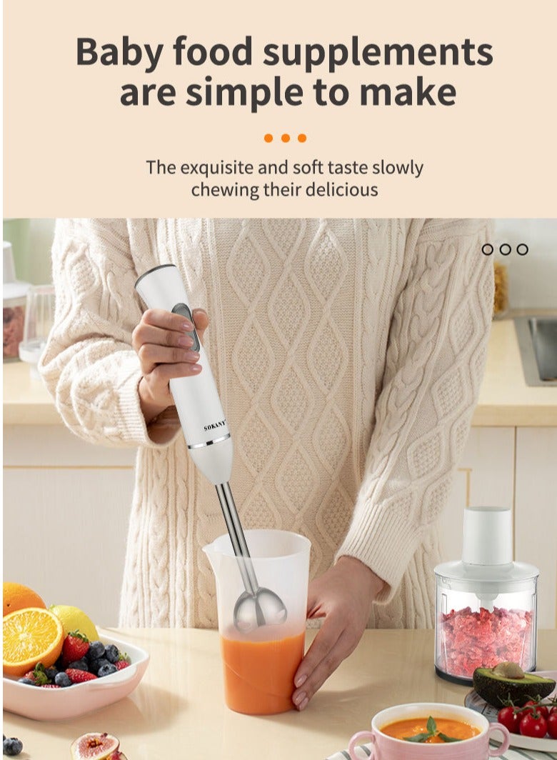 sokany - 4-in-1 Hand Blender Grinder Stainless Steel with 2 Speed 600 W, Food Processor, Detachable Electric Stick Blender Set - Image 1