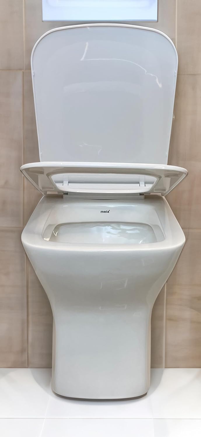 Bherunath Meta Floor Mount CommodeWestern ToiletWater ClosetEWCWCEuropean Commode for Bathrooms Outlet is from Wall with Soft Close Seat Cover in White Color S TRAP  - Image 3