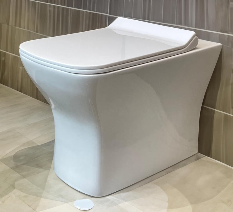 Bherunath Meta Floor Mount CommodeWestern ToiletWater ClosetEWCWCEuropean Commode for Bathrooms Outlet is from Wall with Soft Close Seat Cover in White Color S TRAP  - Image 4