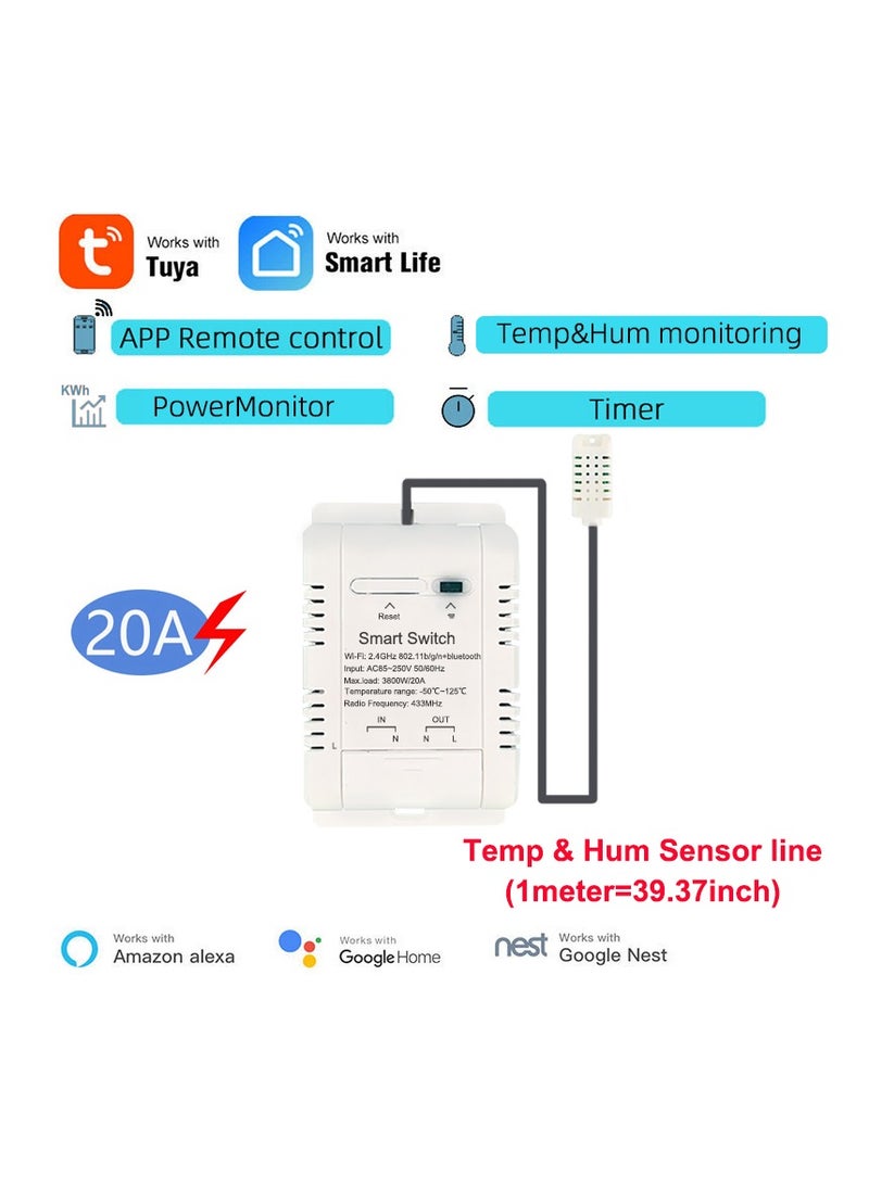 WIFI Temperature Controller Sensor Module, Tuya app Wireless Remote 16A Smart Switch with Energy Consumption Monitoring,work with Alexa Google  - Image 4