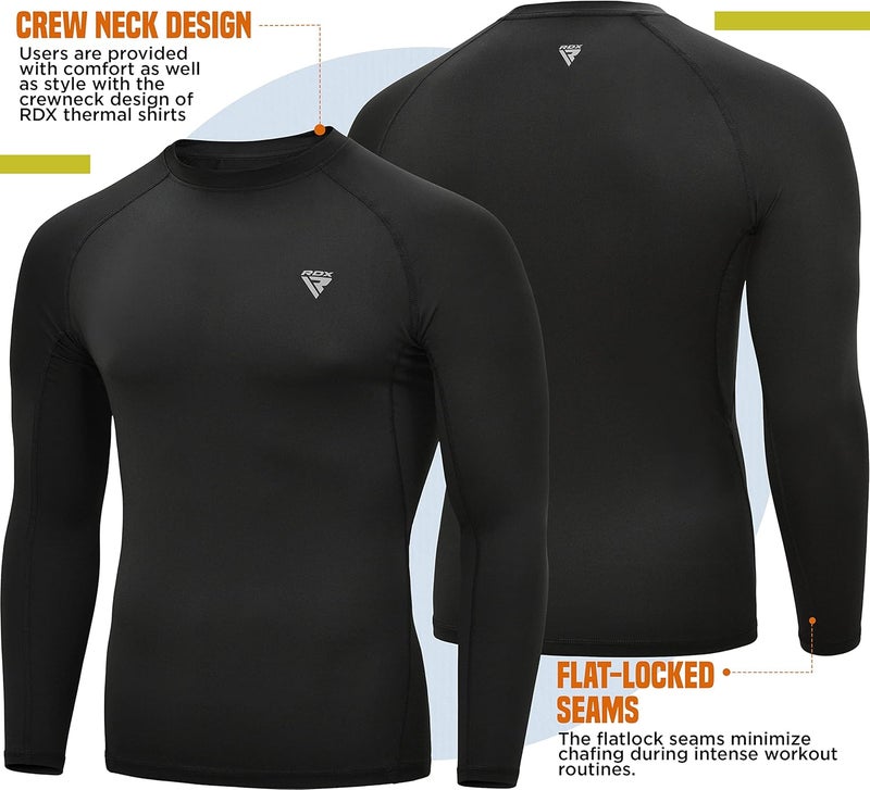 RDX Rash Guard MMA Compression Shirt, Tank Top Long Sleeve Half Sport Combat Tank Top for Surf, Training, Sparring, Running, Cycling, Sweat Martial Arts, Shirts, Swimming, Men's T-Shirt - Image 2