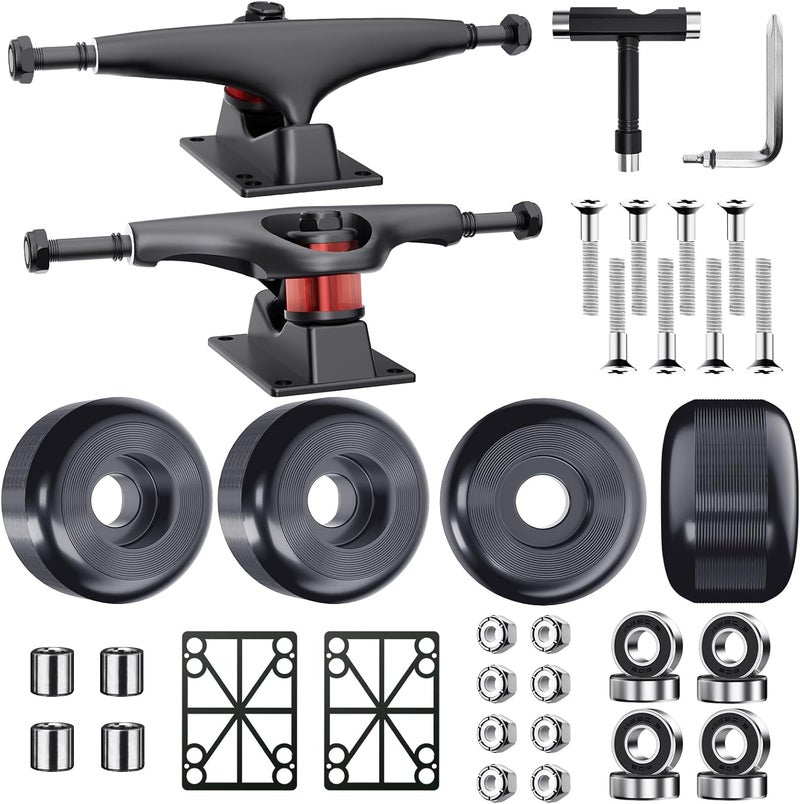 Jizmo Skateboard Trucks, Fits 7.75-8" Deck, Skateboard Wheels 52mm, Skateboard Bearings ABEC-9, Skateboard Pads, Skateboard Hardware Tool Combo Starter Set - Image 1