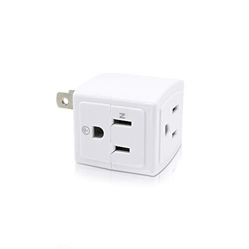 SYCON Adapter Outlet Extender, 2-Prong to 3-Prong Mini Wall Plug, Multi Outlet Splitter with 3 Outlets - Image 1