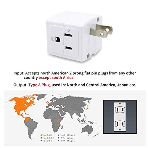 SYCON Adapter Outlet Extender, 2-Prong to 3-Prong Mini Wall Plug, Multi Outlet Splitter with 3 Outlets - Image 4