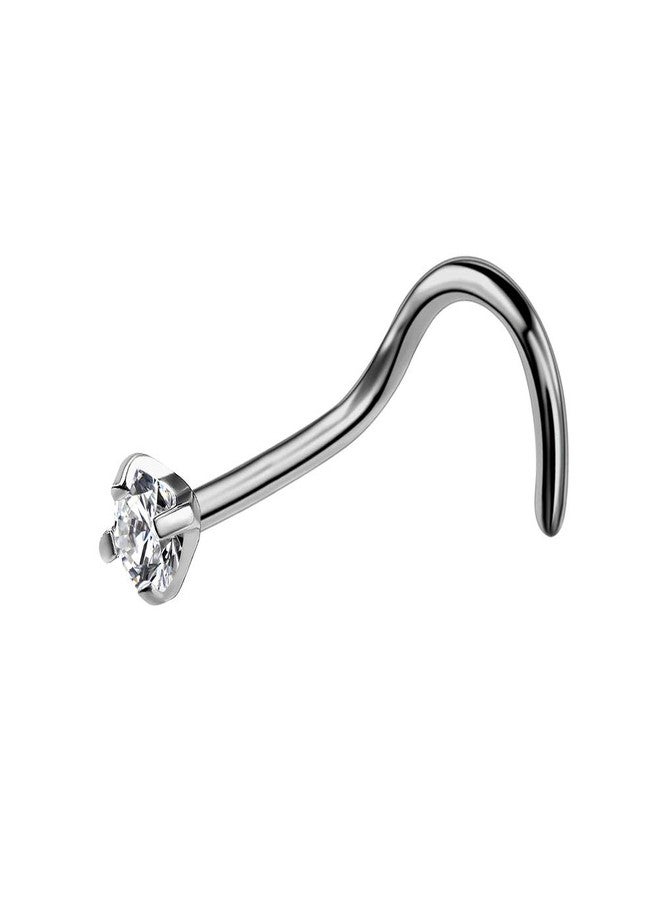 COCHARM G23 Titanium Nose Stud 20g Nose Screw Nose Rings 2mm Diamond Clear CZ Nose Stud Nose Rings 20 Gauge Nose Piercing Jewelry 20g Nose Corkscrew Stud - Image 1