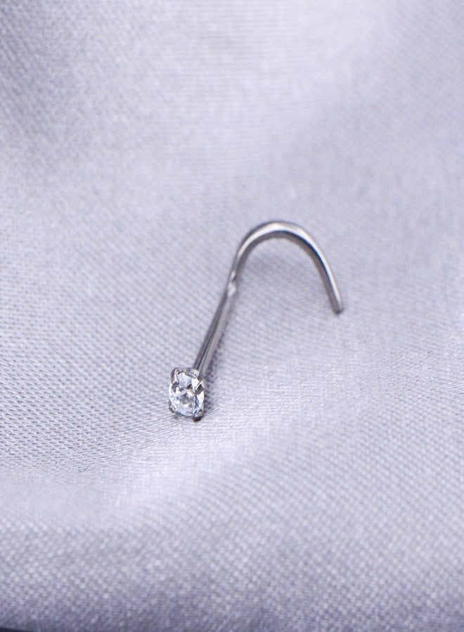 COCHARM G23 Titanium Nose Stud 20g Nose Screw Nose Rings 2mm Diamond Clear CZ Nose Stud Nose Rings 20 Gauge Nose Piercing Jewelry 20g Nose Corkscrew Stud - Image 4