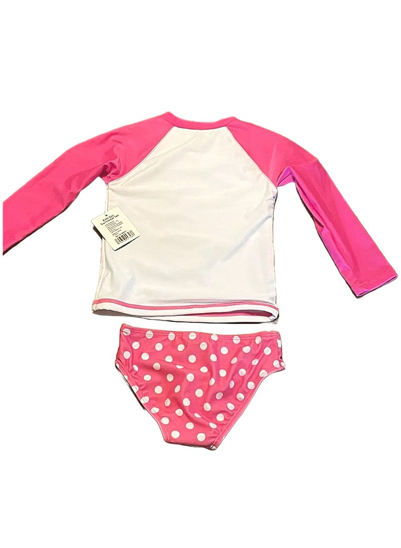 ديزني جونيور طقم ملابس سباحة ميني ماوس للأطفال مكون من قطعتين 3T بعامل حماية من الأشعة فوق البنفسجية 50+ بدلة سباحة للأطفال باللون الوردي - Image 3