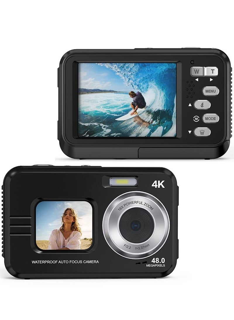 Generic 4K Underwater Camera 11FT Waterproof Camera with 64GB Card 48MP Autofocus Dual-Screen Selfie Underwater Camera (Black)  - Image 1