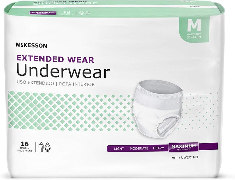 McKesson سروال حماية البالغين من السلس البولي القابل للارتداء لفترة طويلة 16 قطعة مقاس متوسط 3244 بامتصاص أقصى حماية من تسرب المثانة تصميم سهل الارتداء مع جوانب قابلة للتمزق - Image 1