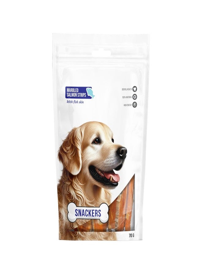 Snackers Marbled Salmon Strips with Fish Skin Dog Treats 70g Pack | Soft & Tasty Training Snacks | High Protein Healthy Chews for Puppies & Adult Dogs - Image 4