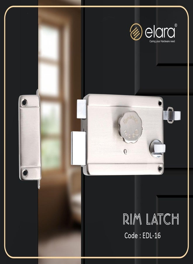 إلارا قفل Elara Rim Latch 1CK للباب الرئيسي، مناسب للأبواب الخشبية، قفل باب خشبي يفتح من الداخل مع 3 مفاتيح نحاسية قابلة للعكس (تشطيب SS، EDL-16، مفتاح فائق) - Image 3