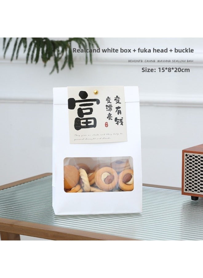 Kraft Paper Packaging Bag Biscuits Snowflake Crisp Glutinous Rice Boat Cookies Candy Nougat Toffee Food Box Baking-Specifications  - Image 1