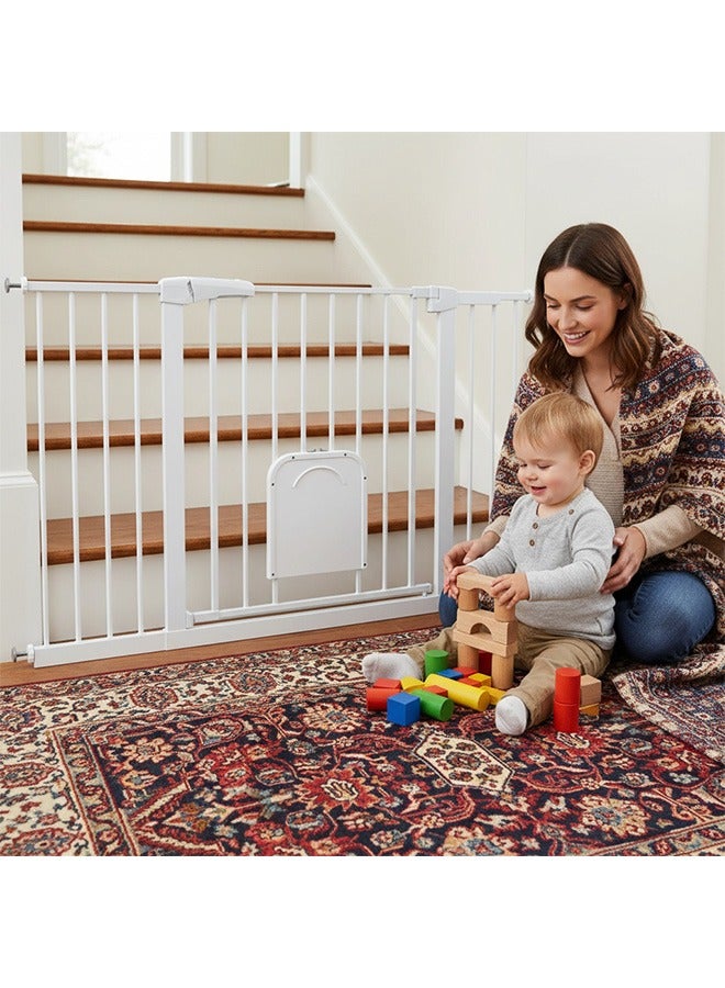 Beauenty Auto Close Safety Baby Gate No Drilling, Extra Wide Baby Gate 76-84cm+20CM Extension for 76-104CM Stairs Safety Gate, Indoor Safety Gates for Pet Fence Doorway Hallway and Stair Use ﻿ ﻿ - Image 1