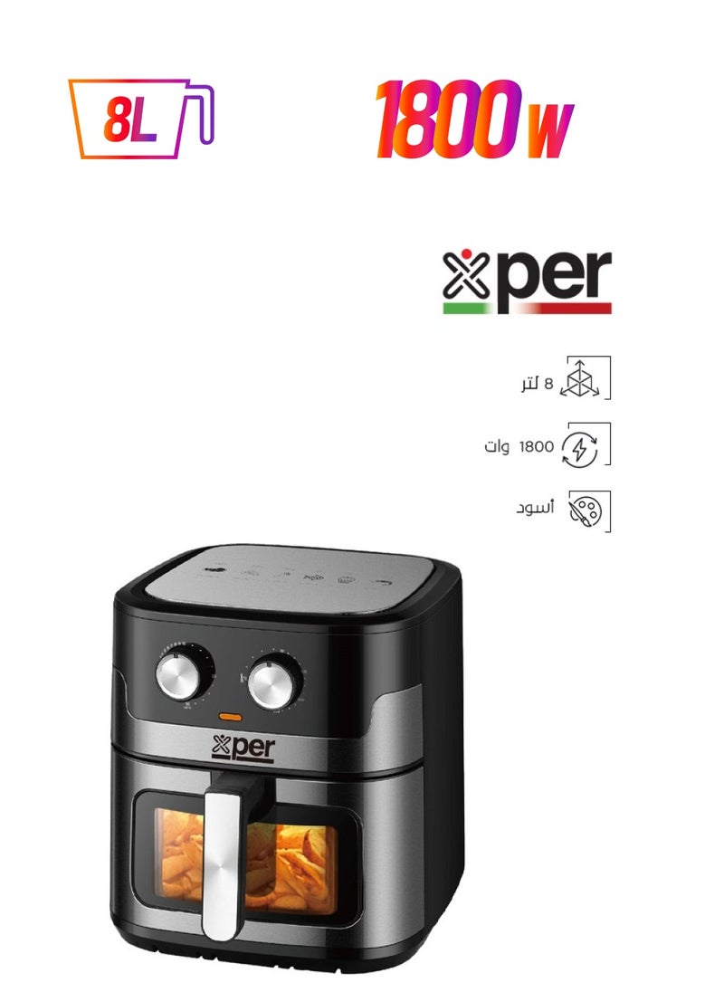 XPER - Air Fryer - 8 Liters - with Viewing Window - 1800 Watts - XPAF-600VB - Image 1