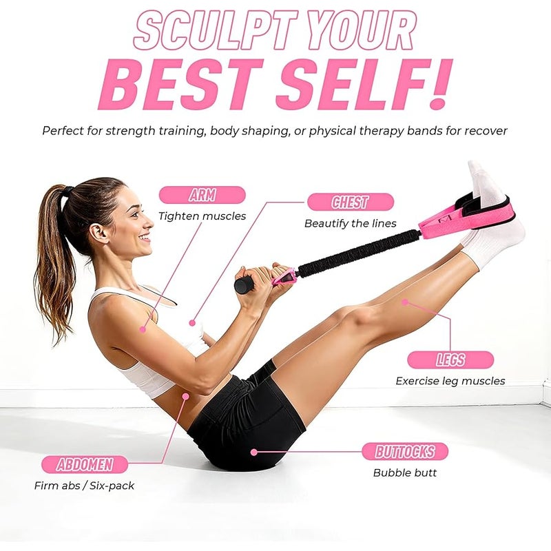 Upgraded Durable Pedal Resistance Band with Handle, Thickened Latex Tubes and Soft Foam Fabric Foot Pedal, Sit Up Exercise Equipment for Abdomen, Waist, Arm, Core/ABS, Leg, Physical Therapy - Image 5