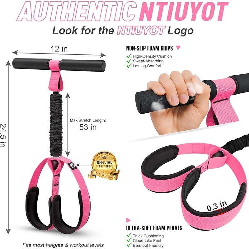 Upgraded Durable Pedal Resistance Band with Handle, Thickened Latex Tubes and Soft Foam Fabric Foot Pedal, Sit Up Exercise Equipment for Abdomen, Waist, Arm, Core/ABS, Leg, Physical Therapy - Image 2