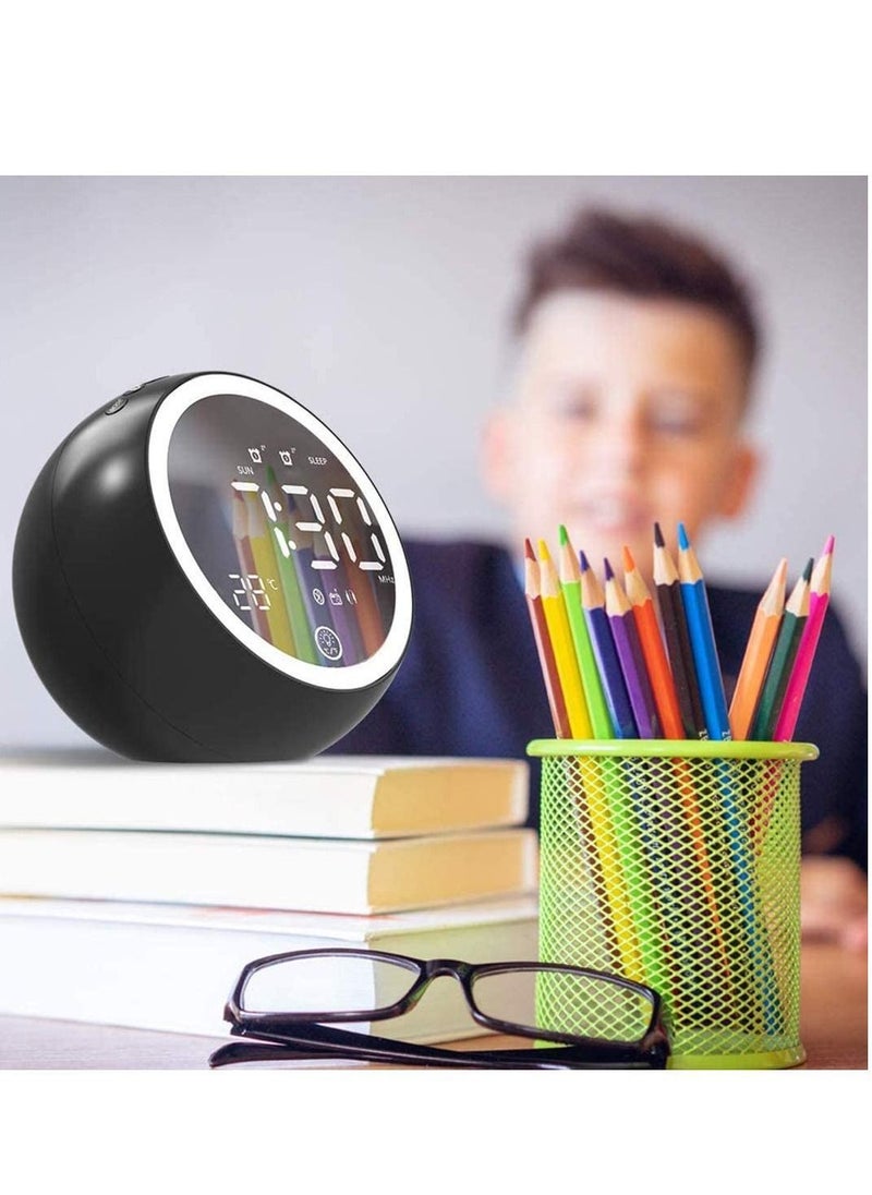 Y&D - Digital Alarm Clock Bedside Radio Clocks,Bluetooth Speaker,Dual Alarm,Snooze,Dimmer,Sleep Timer,Night Lights,FM Radio,Thermometer,Backup Battery System(Black) - Image 1
