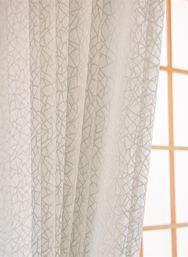 2 Panels Sheer Curtains for Bedroom or Livingroom Decoration Beige  - Image 4