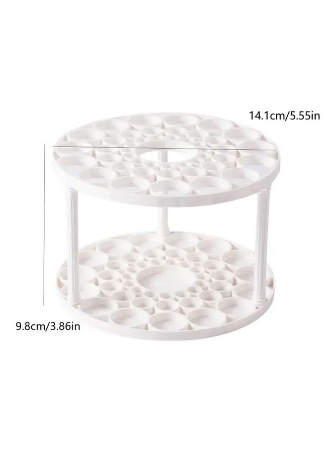 White Large Capacity Desktop Makeup Brush Holder Organizer With Multiple Compartments And Central Slot For Countertop Vanity Storage 1pc - Image 3