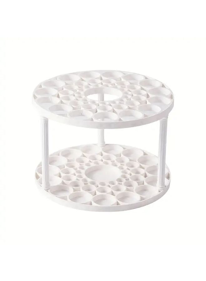 White Large Capacity Desktop Makeup Brush Holder Organizer With Multiple Compartments And Central Slot For Countertop Vanity Storage 1pc - Image 5