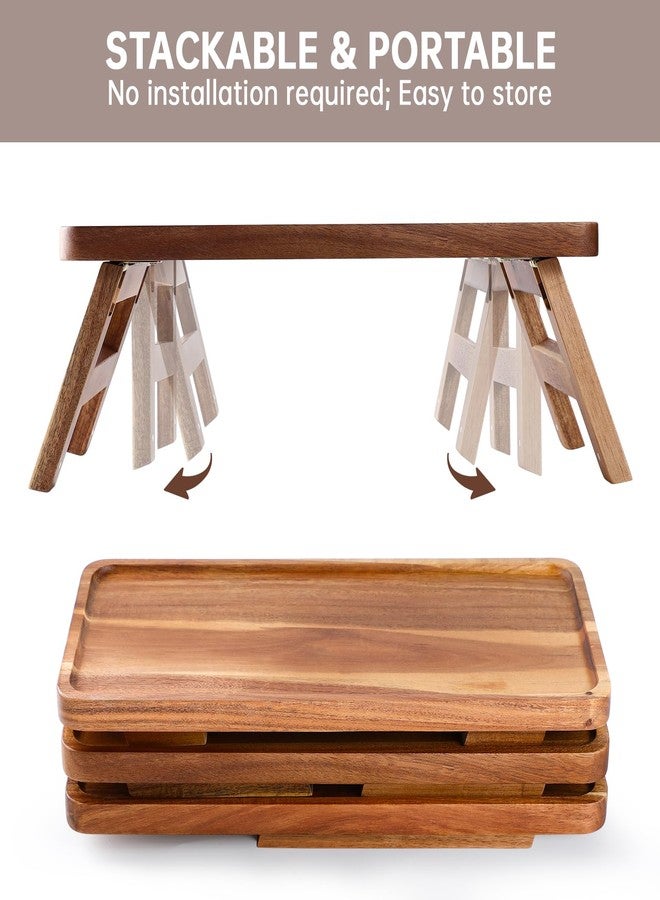 ECWAY 3 Tier Serving Tray 17 Inch Wooden Tiered Tray Stand Foldable Dessert Table Display Set Decor Charcuterie Boards Rustic Wood Platters Trays for Party Food Display - Image 5