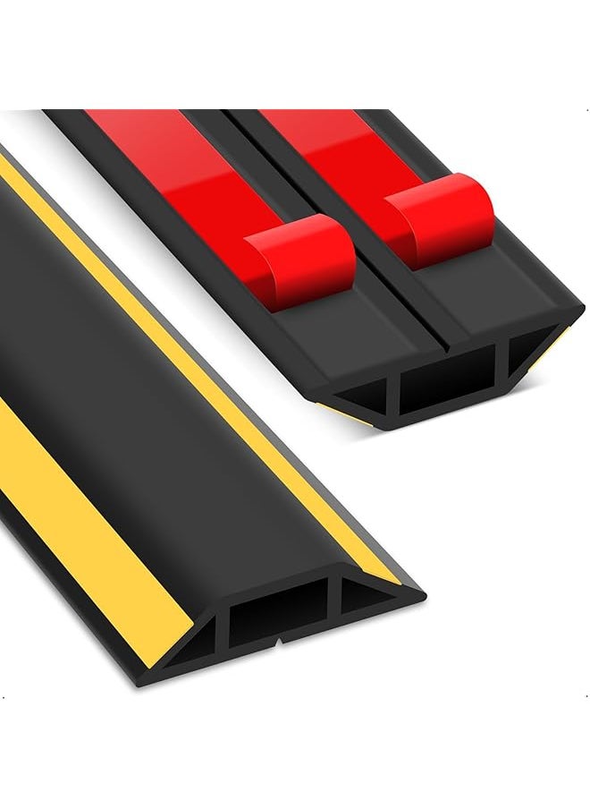 X spring Floor Cable Cover 2M Heavy Duty Floor Cable Cover Cable Protector Floor Cord Protector Channels Self Adhesive Wire Cover For Cables Rubber Cable Floor Cover For Office Home Or Outdoor  - Image 1