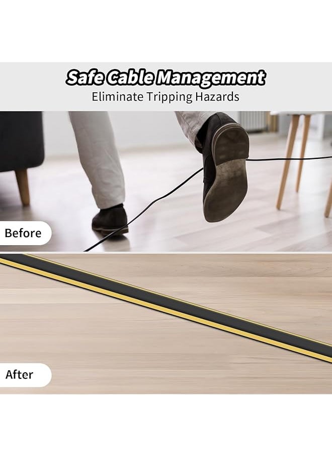 X spring Floor Cable Cover 2M Heavy Duty Floor Cable Cover Cable Protector Floor Cord Protector Channels Self Adhesive Wire Cover For Cables Rubber Cable Floor Cover For Office Home Or Outdoor  - Image 4