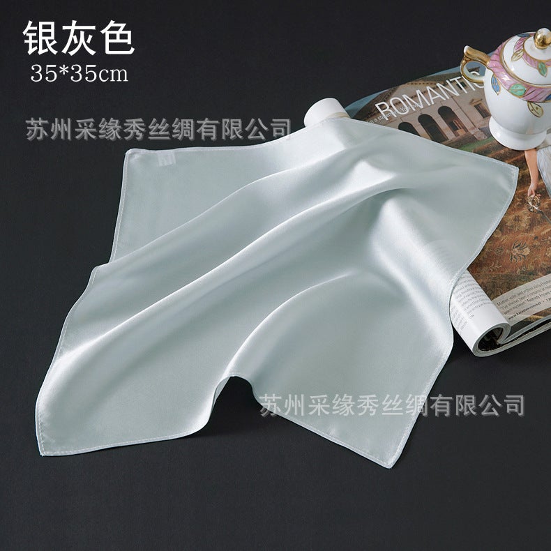 Supply Plain Crepe Satin Silk Men'S Flap Pocket Pants Square Mulberry Silk Gift Silk Handkerchief Face Wipe Women'S Small Handkerchief - Image 1