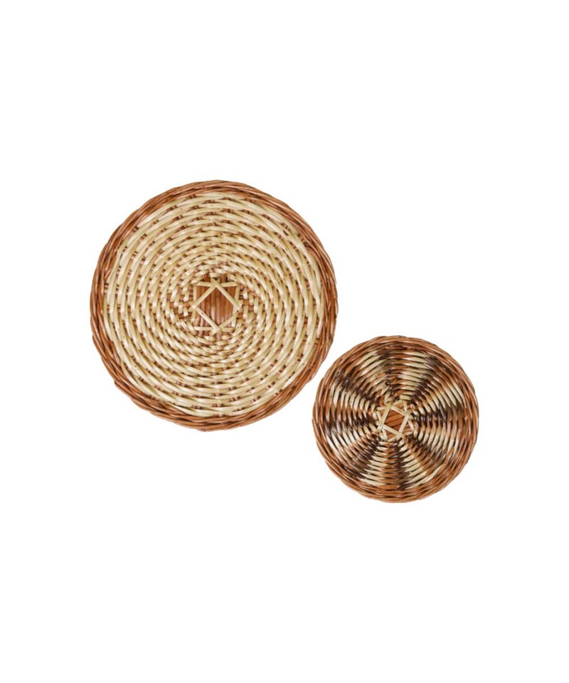 Kadam Haat Handmade Wicker Wall Plate Combo | Wall Decor Hanging Wall Plates For Living Room Bedroom & Home Decoration (Natural, Set of 2 6" & 9") - Image 1