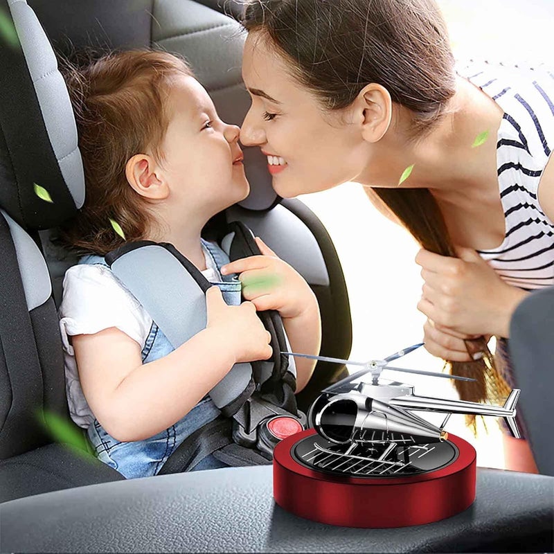 cheekyglo Solar Helicopter Car Aromatherapy Decor, Solar Energy Rotating Helicopter Design Aromatherapy Diffuser Car Air Freshener Essential Oil Diffuser Small Aromatherapy for Car Office - Image 2