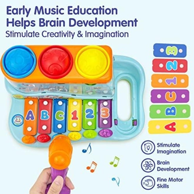 HOLA Toys for 1 Year Old Boy Birthday Gift, 4 in 1 Musical Pounding Xylophone Baby Toys 6-12-18 Months, Montessori Learning Toys for Toddlers 1-3, Early Educational Easter Basket Stuffers - Image 5