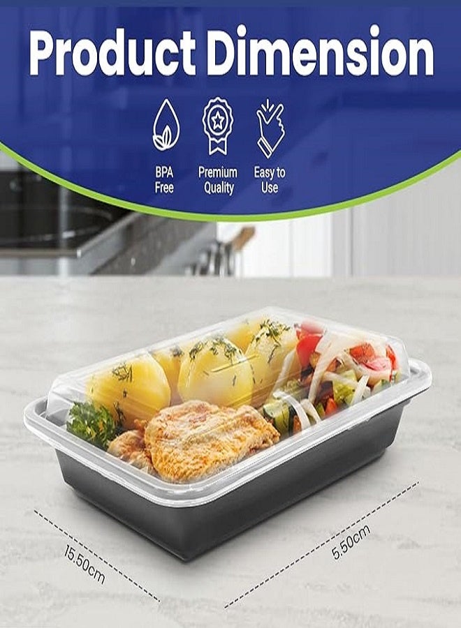 6 Pieces Microwave Disposable Container With Lid Rectangular - 1 Compartment Meal Prep Container Set - Plastic Container For Kitchen Food Storage - Take Away Containers For Lunch Boxes - Image 4