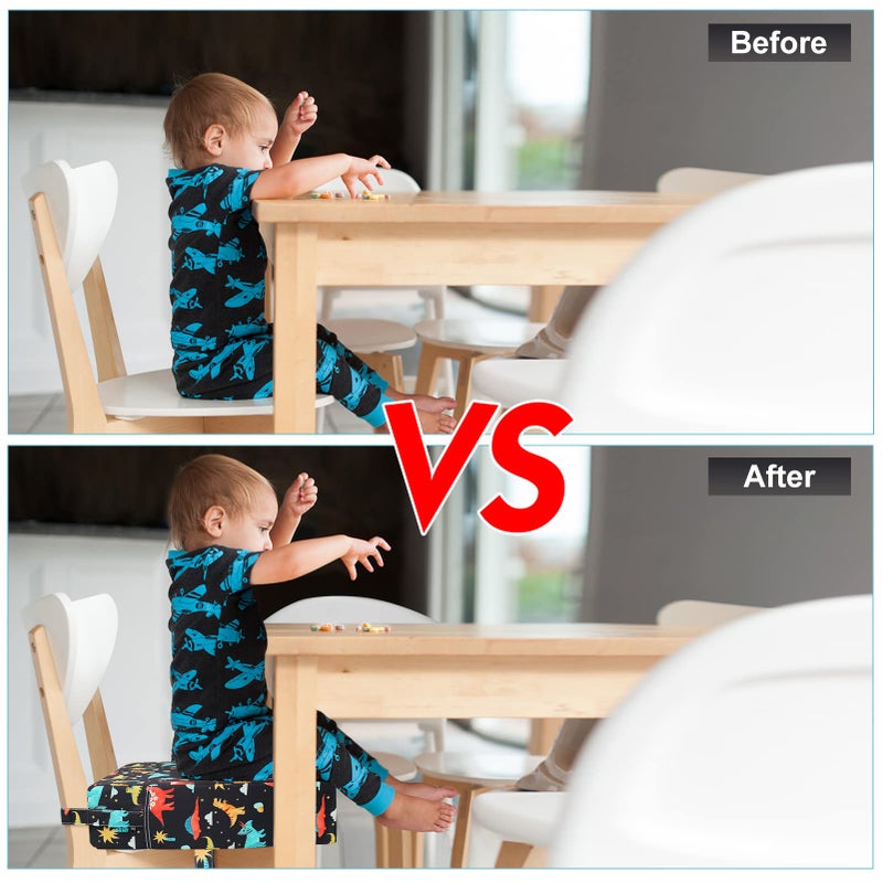 KOXUIUF Toddler Booster Seat for Kitchen Chair Dining Table, Washable Thick Strong Support Portable Booster Chair for Toddlers Eating, Easy Cleaning Booster Seat Cushion Detachable with Adjustable Straps - Image 3