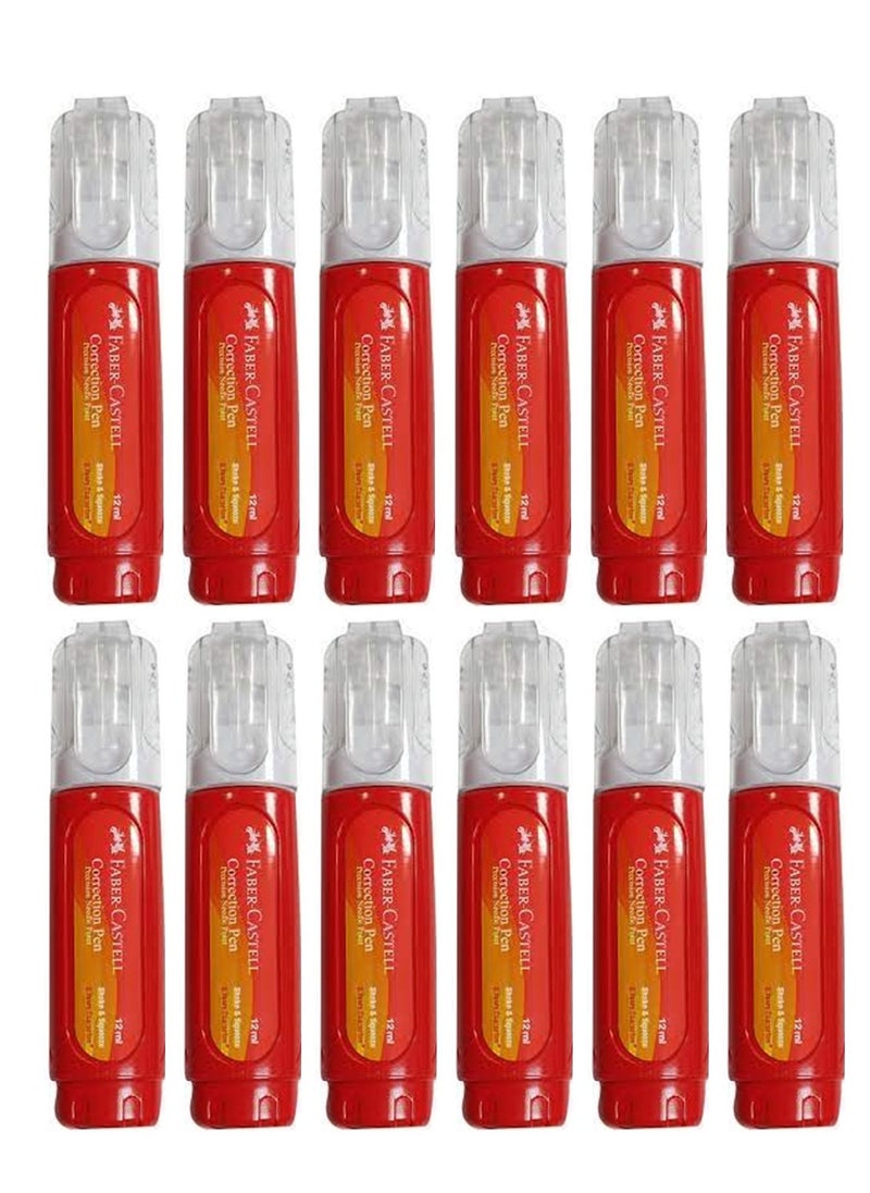 FABER-CASTELL - 12-Piece Correction Pen 12ml Content - Image 1