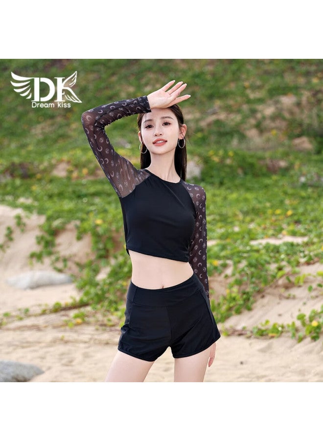 Dk Women's Swimwear New Two-piece Boyshorts Slimming Long Sleeve Spa Swimsuit M - Image 2