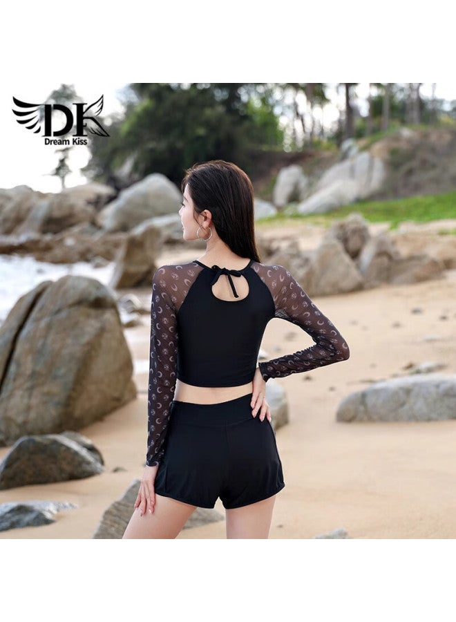 Dk Women's Swimwear New Two-piece Boyshorts Slimming Long Sleeve Spa Swimsuit M - Image 4