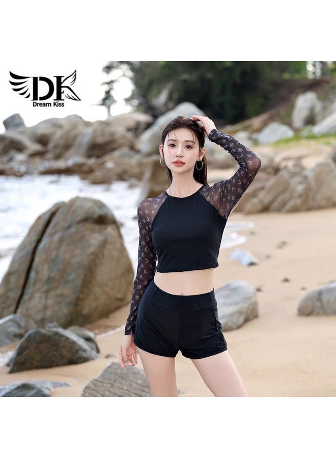 Dk Women's Swimwear New Two-piece Boyshorts Slimming Long Sleeve Spa Swimsuit M - Image 3