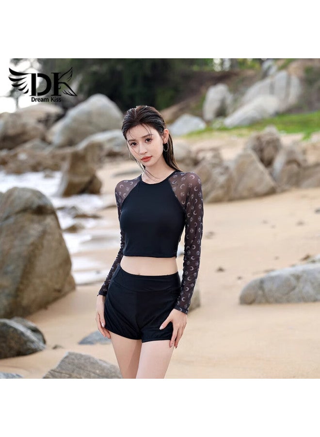 Dk Women's Swimwear New Two-piece Boyshorts Slimming Long Sleeve Spa Swimsuit M - Image 1