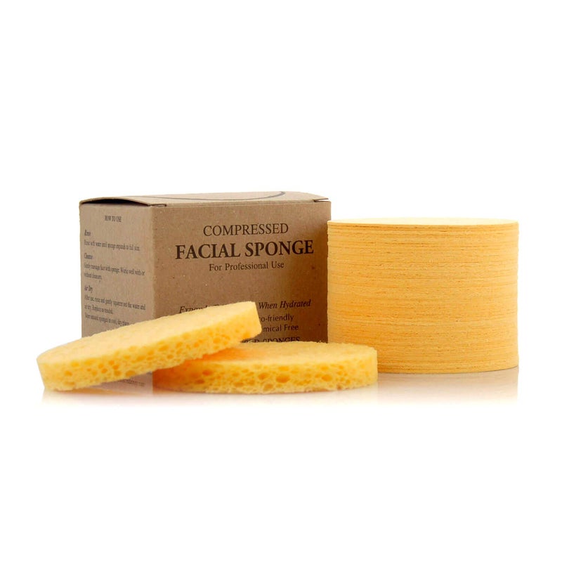Appearus Facial Sponges - APPEARUS Compressed Natural Cellulose Face Sponge - Made in USA - Spa Sponges for Face Cleansing, Massage, Pore Exfoliating, Mask, Makeup Removal (50 Count) (Yellow) - Image 1