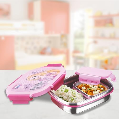 JOYO True Food Small Stainless Steel Lunch Pack 550 ML, with Dabbi 80 ML | Stainless Steel Lunch Box | Lunch Box with Snap Lock | Perfect for School, College & Office | Disney Princess - Image 2